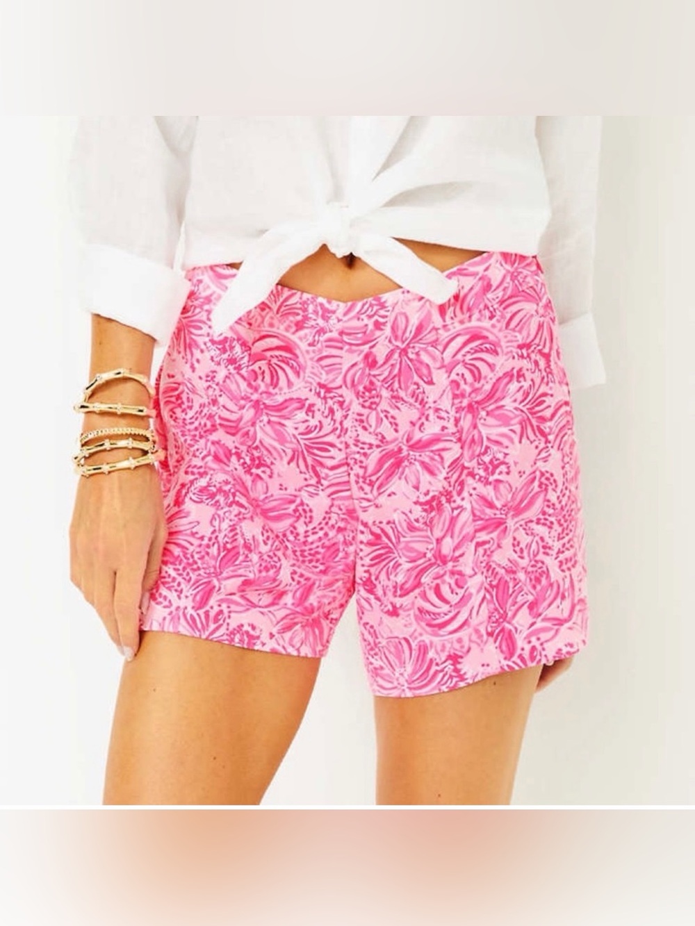 Lilly Pulitzer Hot Pink and White Floral FOLA  Shorts in Foxy Llama 14